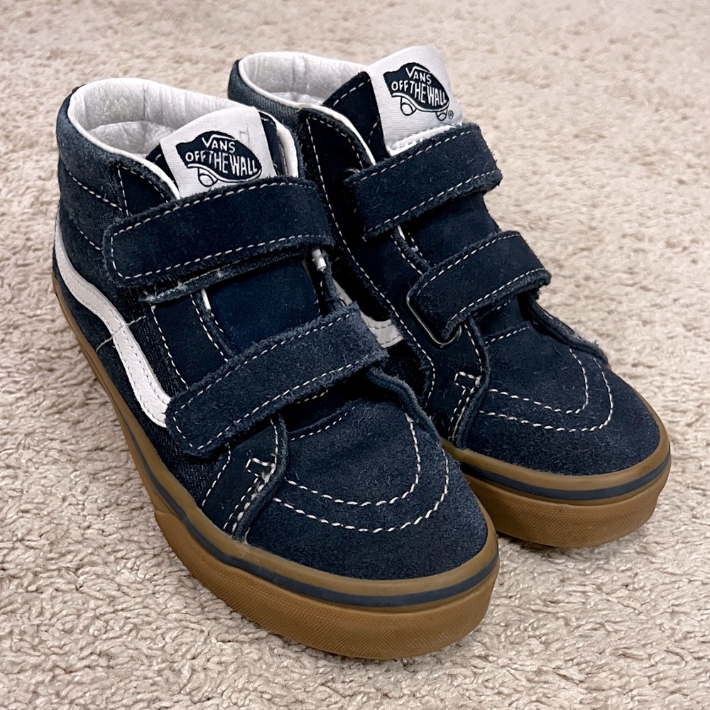 Vans Old Skool Hi Top Blue Denim Sneakers Kids Size 3